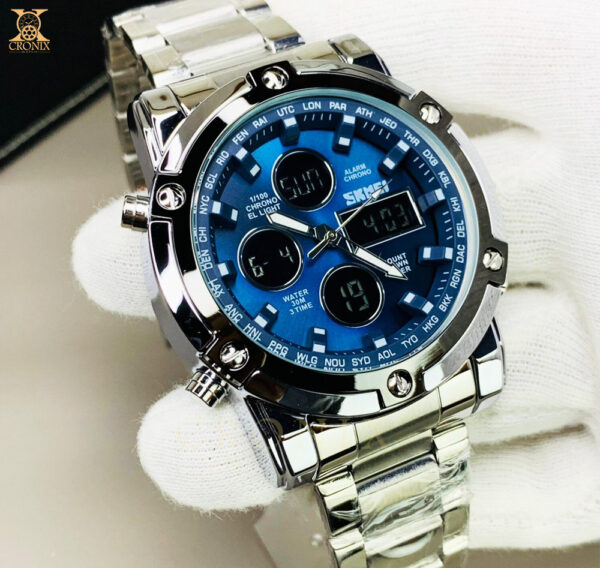 SKMEI 1389 Original – Dual Time Watch | Stainless Steel | Gents Collection