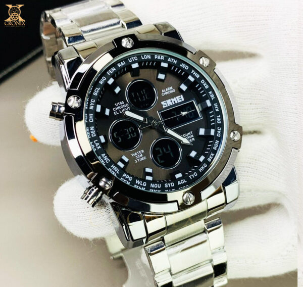 SKMEI 1389 Original – Dual Time Watch | Stainless Steel | Gents Collection