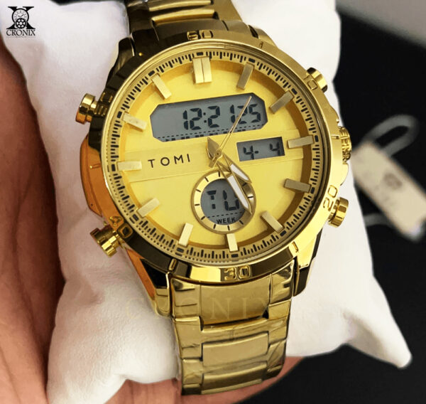 TOMI Original – Digital & Analog Watch | Steel Chain | Multi-Function Display
